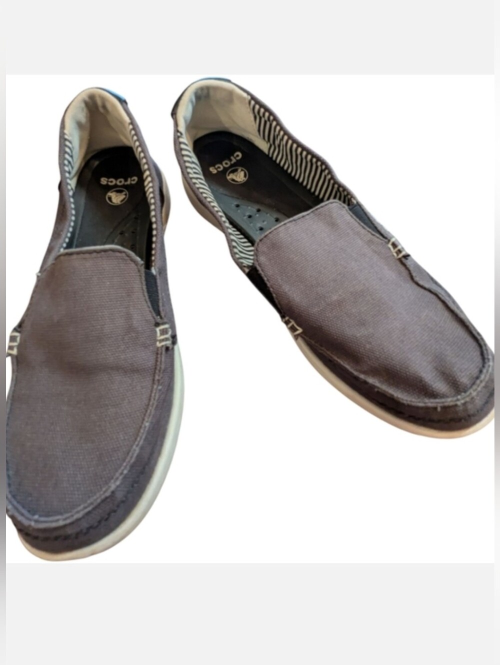 CROCS Walu Canvas Slip-On Loafers, Size 9, Blue
